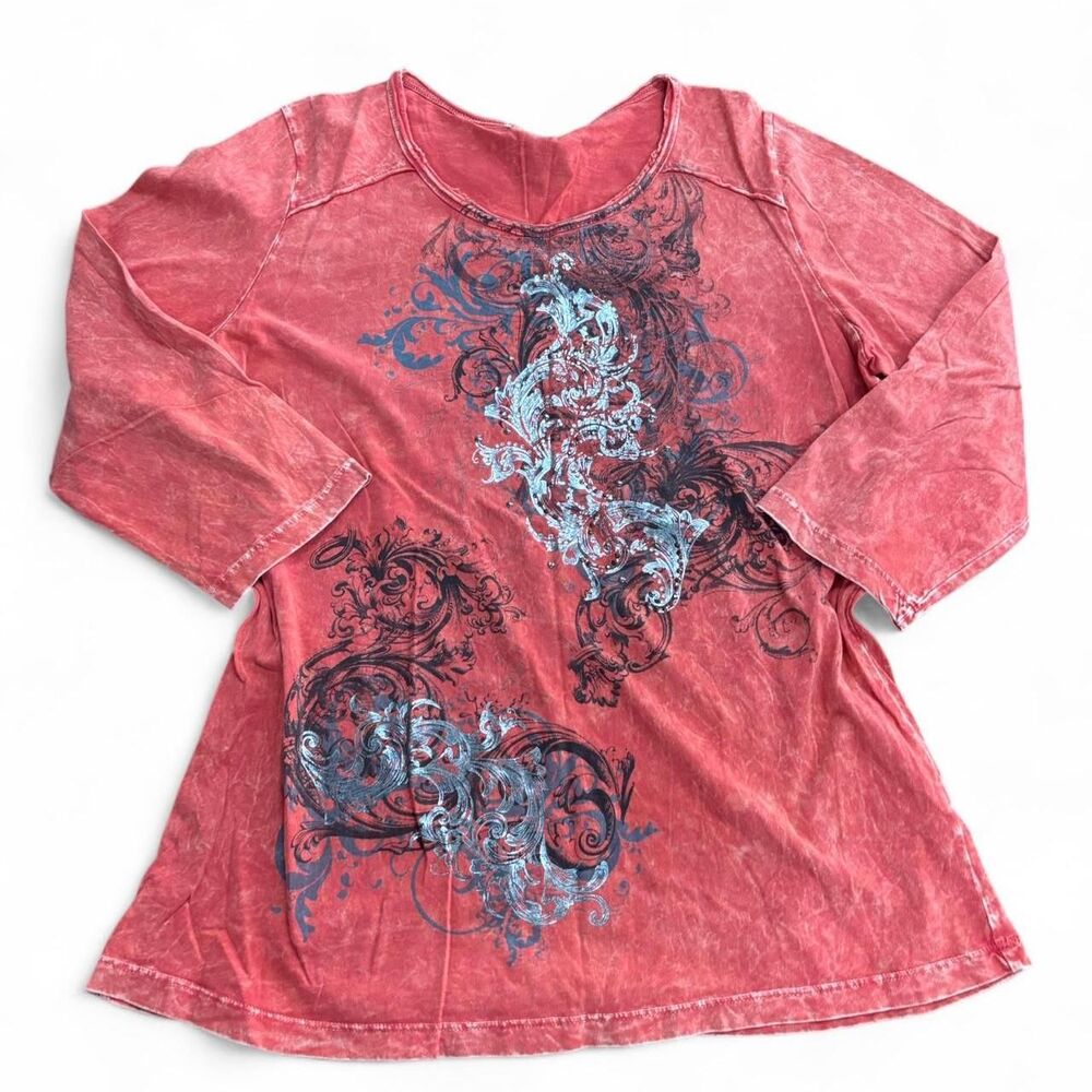 Y2k Early 2000’s Orange Quarter Sleeve Top